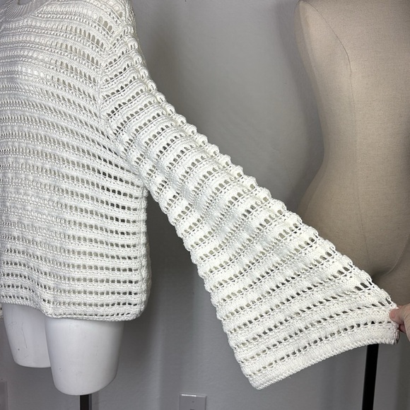 H&M Openwork Round Neck Dropped Shoulder crochet look Knit Top size M - Picture 4 of 9